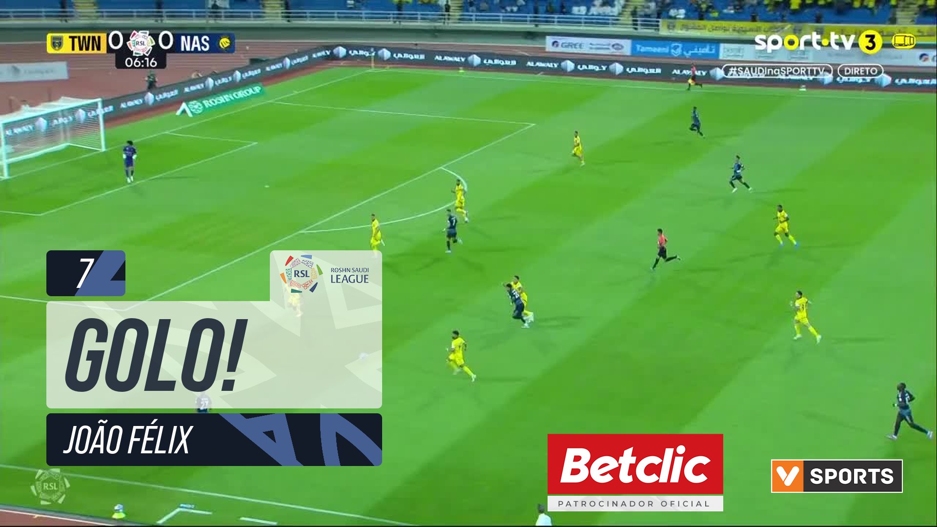 GOLO! Al Nassr, João Félix aos 7', Al Taawoun 0-1 Al Nassr