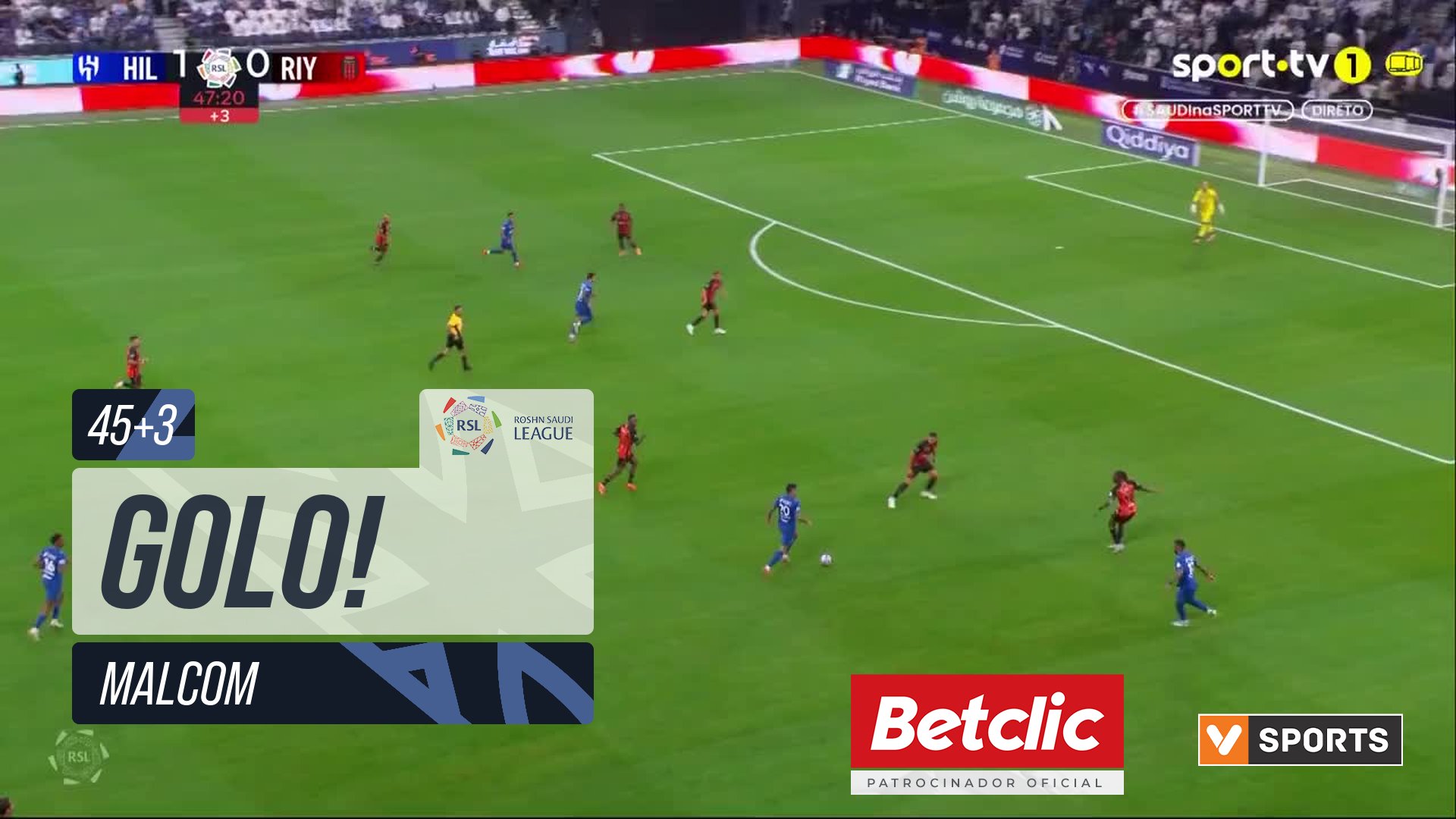 GOLO! Al Hilal, Malcom aos 45'+3', Al Hilal 2-0 Al Riyadh