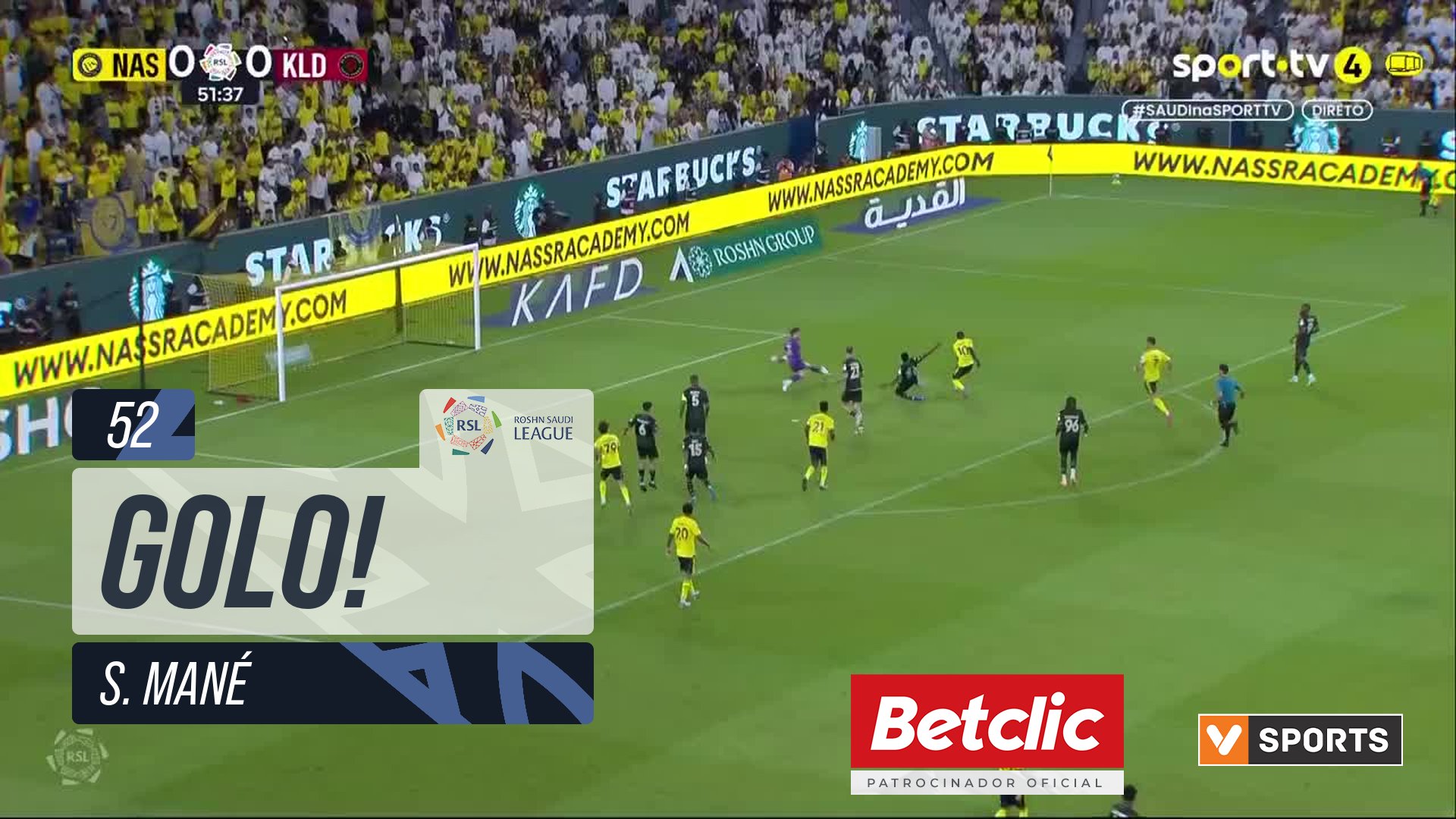 GOLO! Al Nassr, S. Mané aos 52', Al Nassr 1-0 Al Kholood