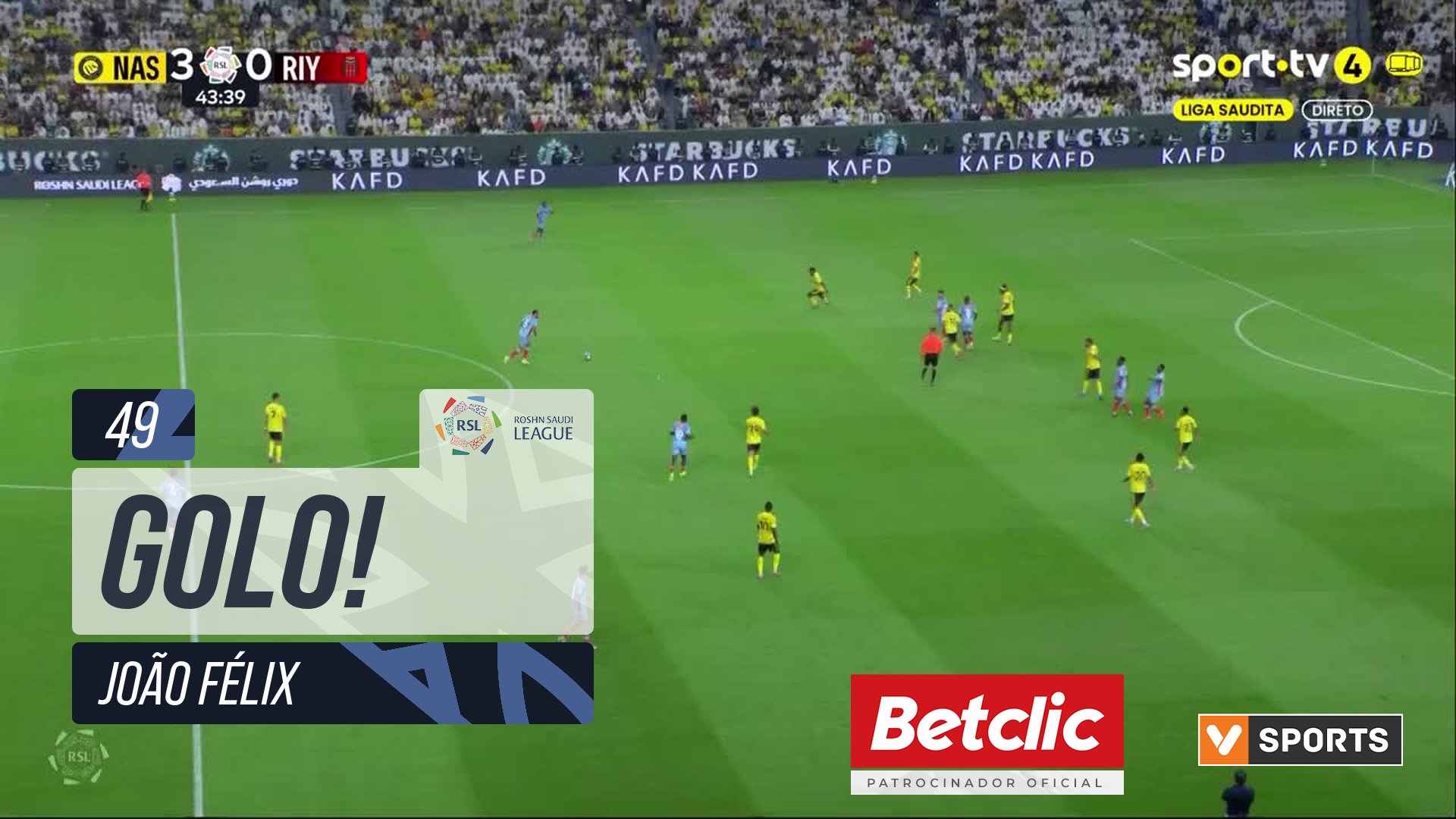 GOLO! Al Nassr, João Félix aos 49', Al Nassr 4-0 Al Riyadh