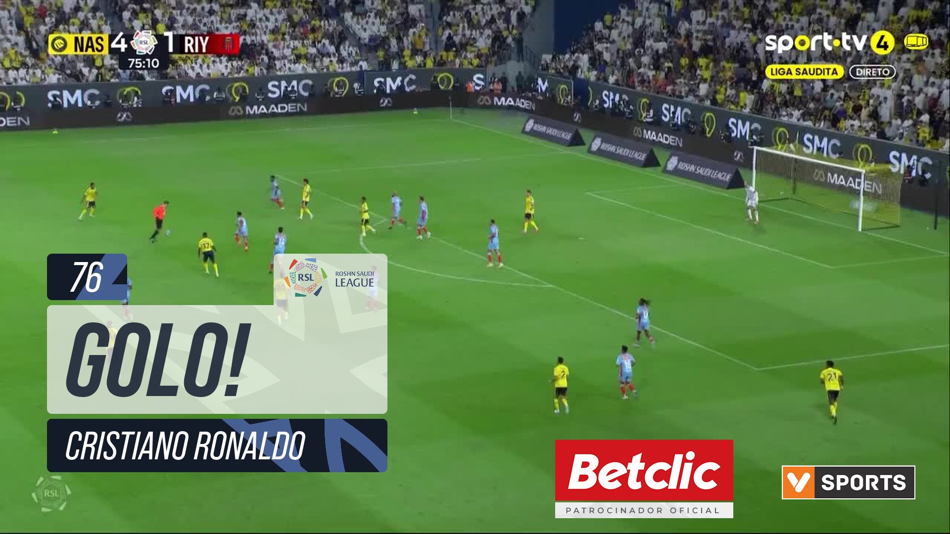 GOLO! Al Nassr, Cristiano Ronaldo aos 76', Al Nassr 5-1 Al Riyadh