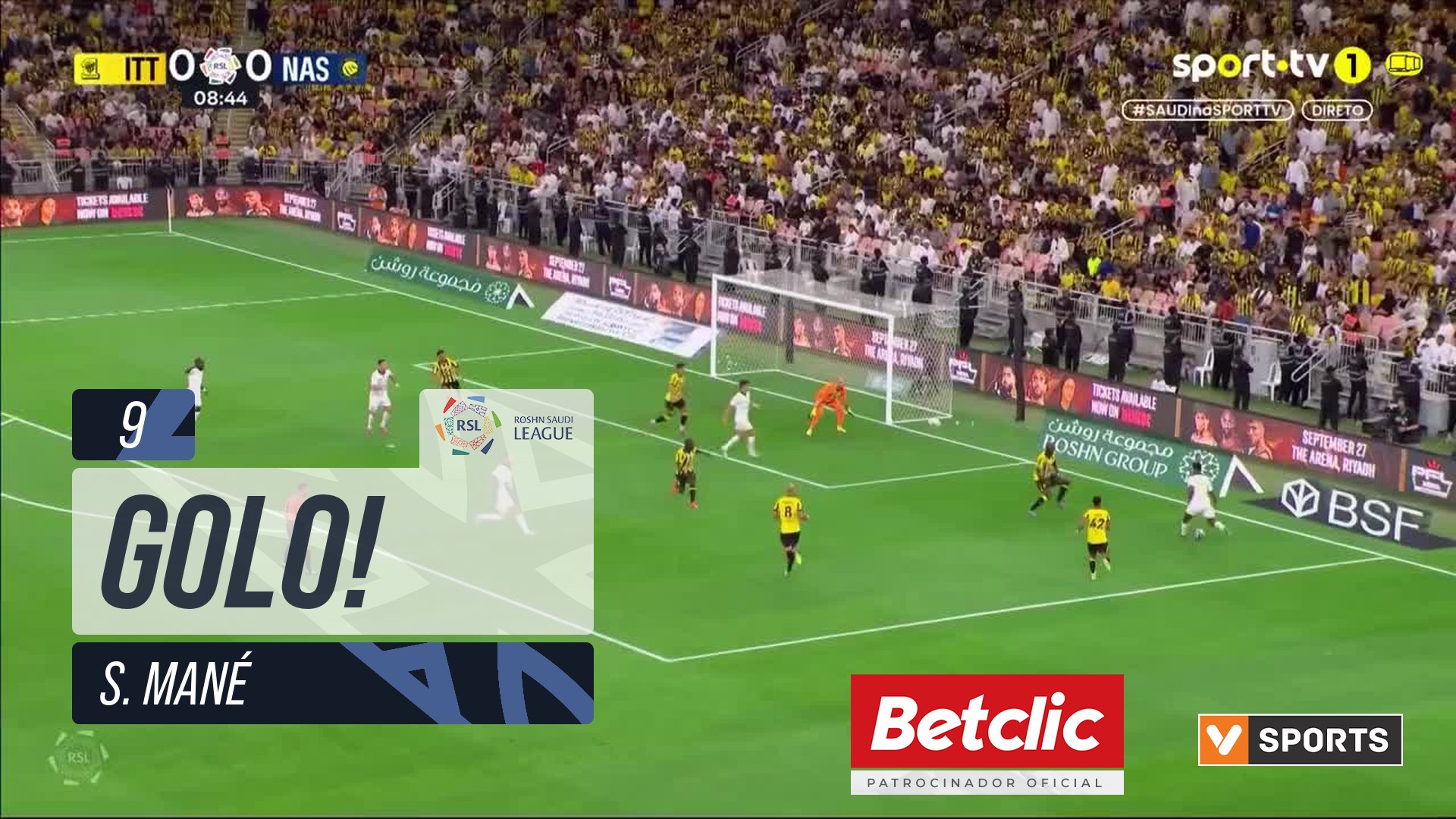 GOLO! Al Nassr, S. Mané aos 9', Al Ittihad 0-1 Al Nassr
