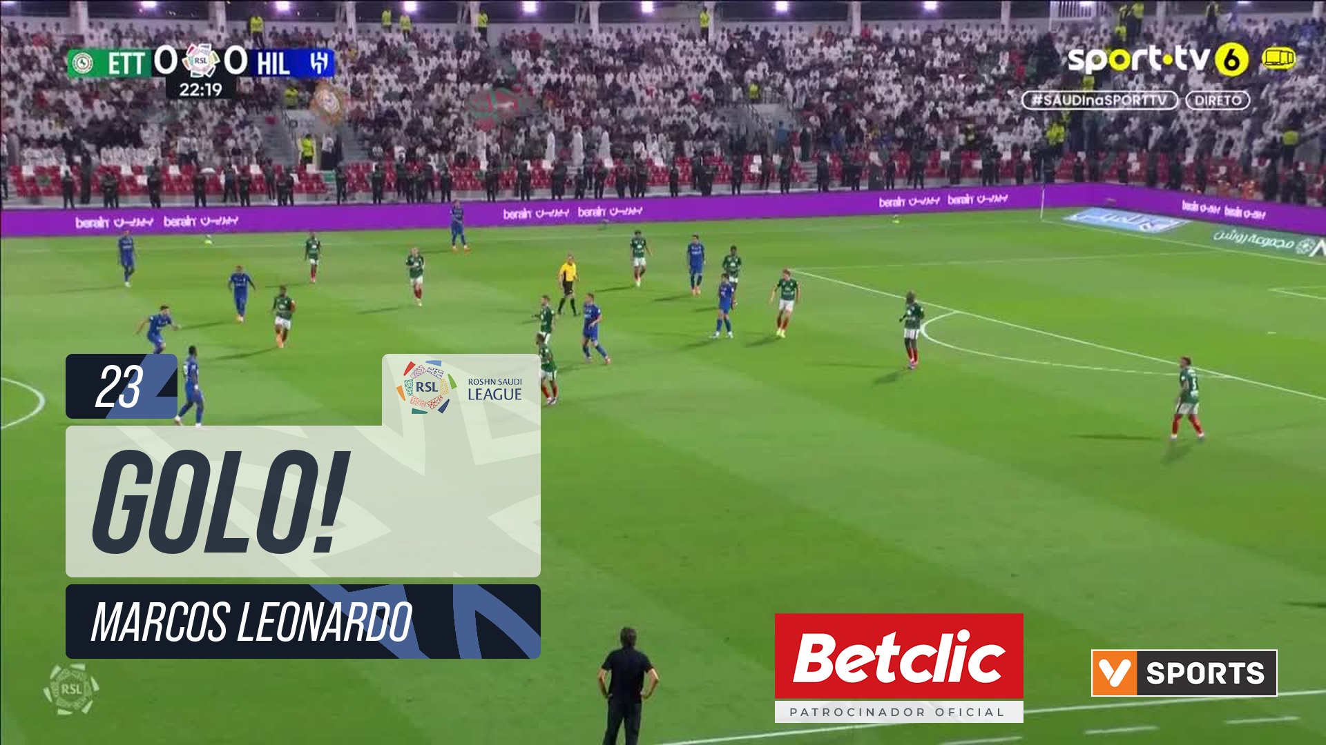 GOLO! Al Hilal, Marcos Leonardo aos 23', Al Ettifaq 0-1 Al Hilal
