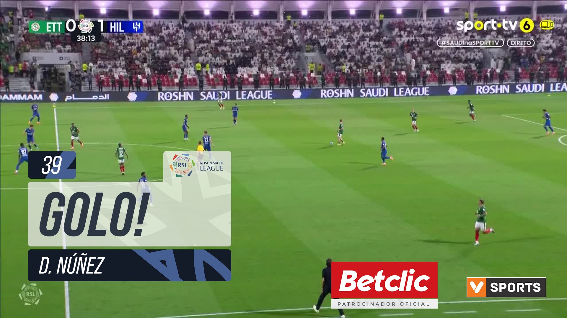 GOLO! Al Hilal, D. Núñez aos 39', Al Ettifaq 0-2 Al Hilal