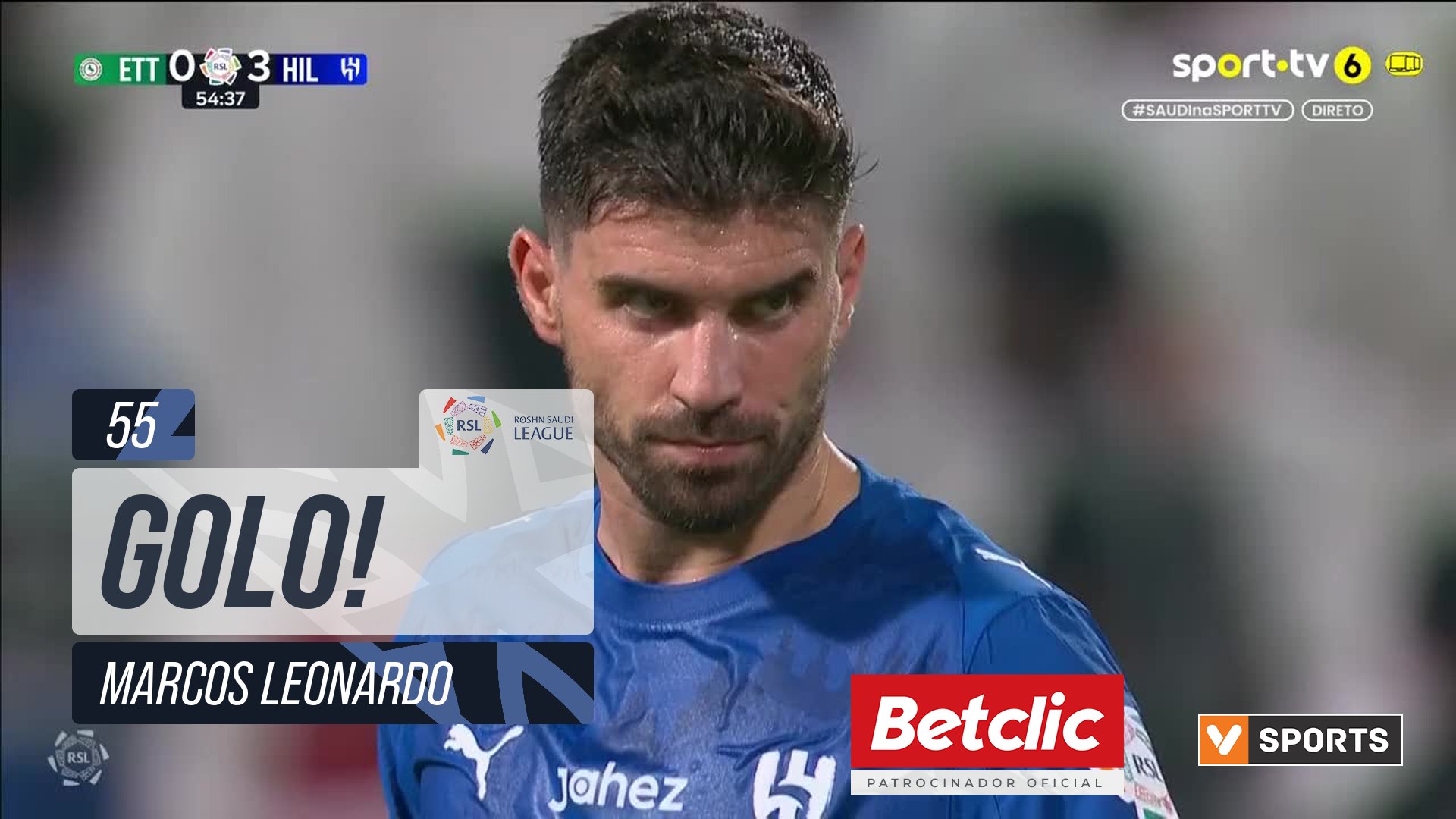 GOLO! Al Hilal, Marcos Leonardo aos 55', Al Ettifaq 0-4 Al Hilal