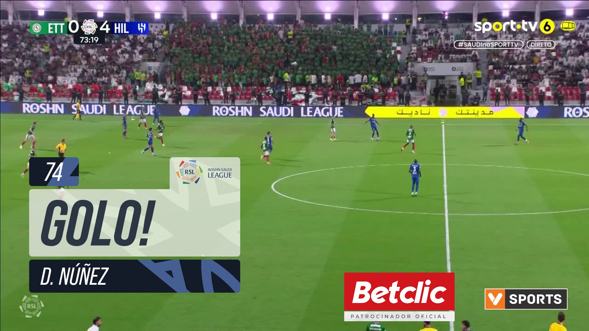 GOLO! Al Hilal, D. Núñez aos 74', Al Ettifaq 0-5 Al Hilal