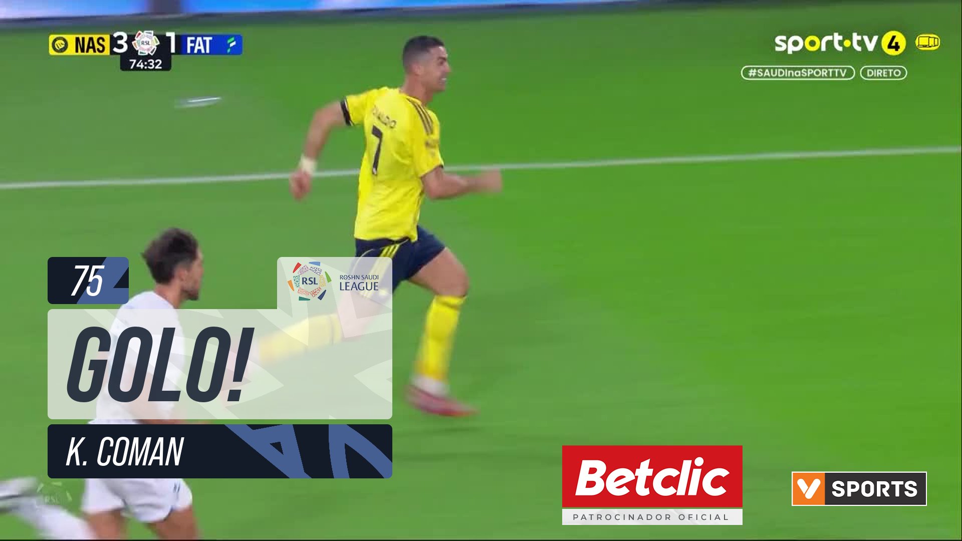 GOLO! Al Nassr, K. Coman aos 75', Al Nassr 4-1 Al Fateh