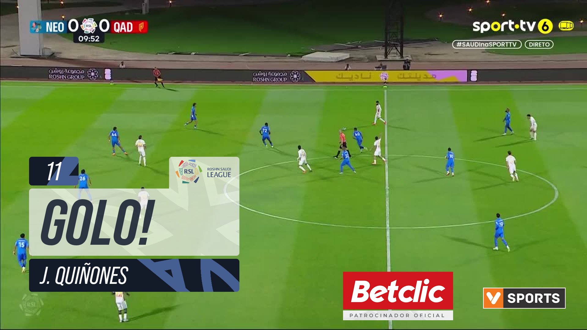 GOLO! Al Qadsiah, J. Quiñones aos 11', Neom 0-1 Al Qadsiah