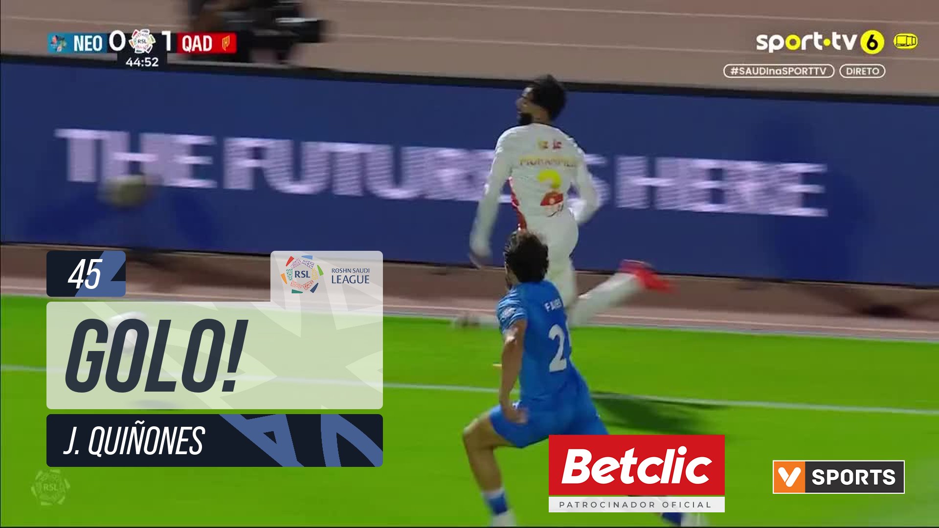 GOLO! Al Qadsiah, J. Quiñones aos 45', Neom 0-2 Al Qadsiah