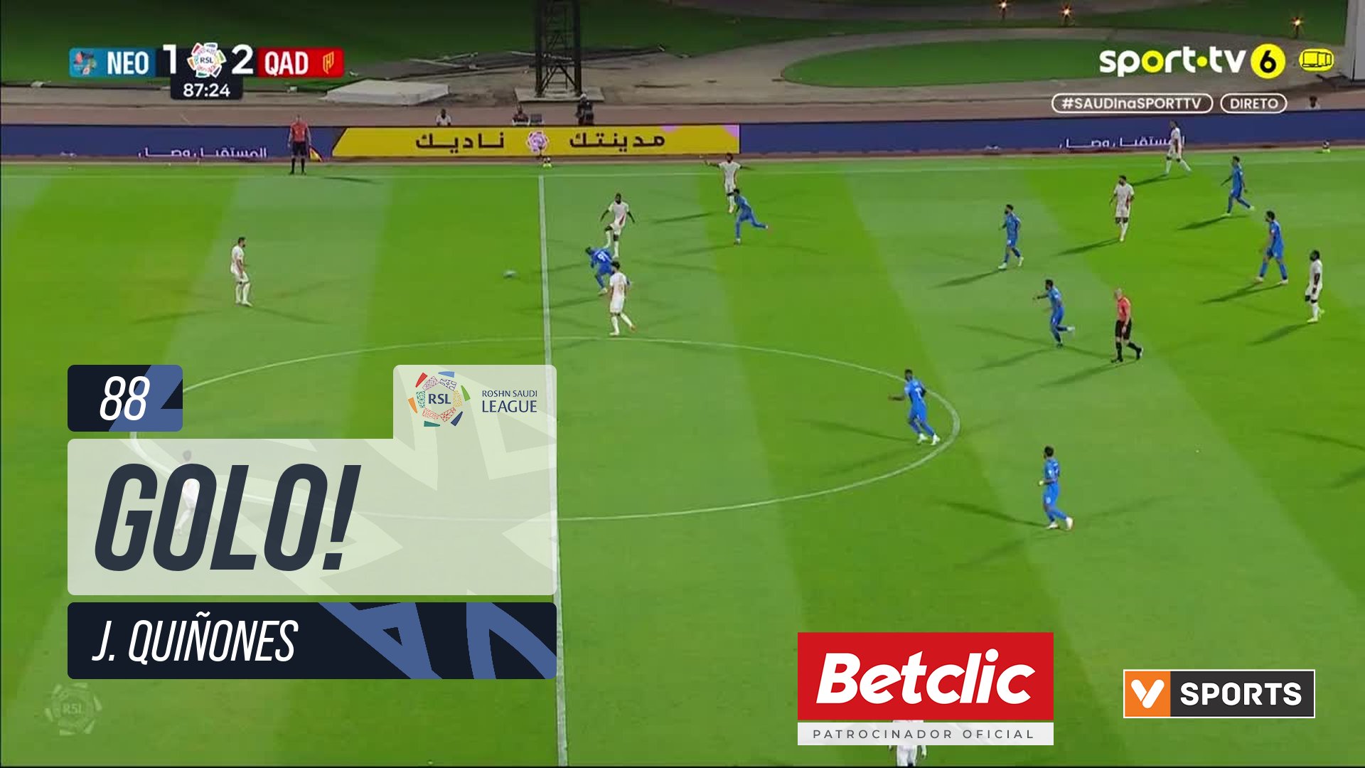 GOLO! Al Qadsiah, J. Quiñones aos 88', Neom 1-3 Al Qadsiah