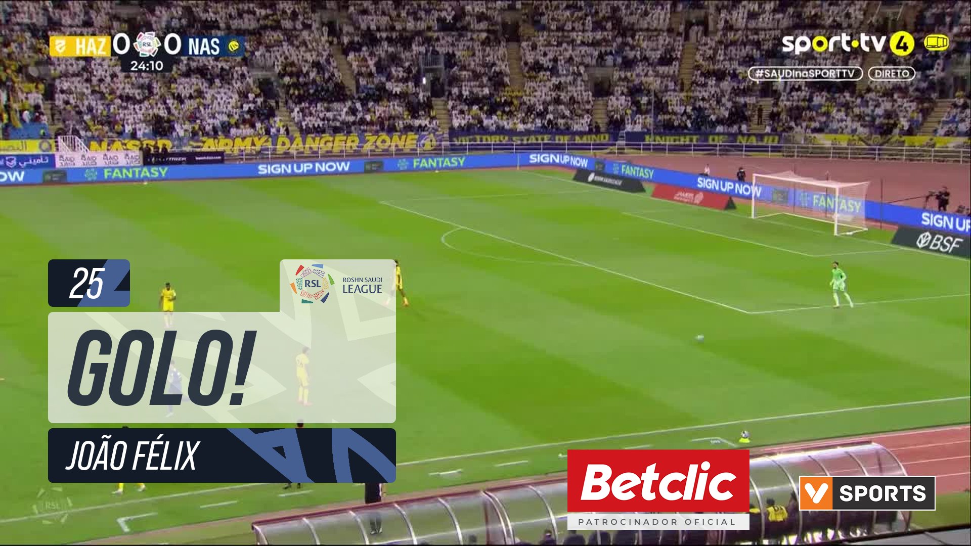 GOLO! Al Nassr, João Félix aos 25', Al Hazem 0-1 Al Nassr