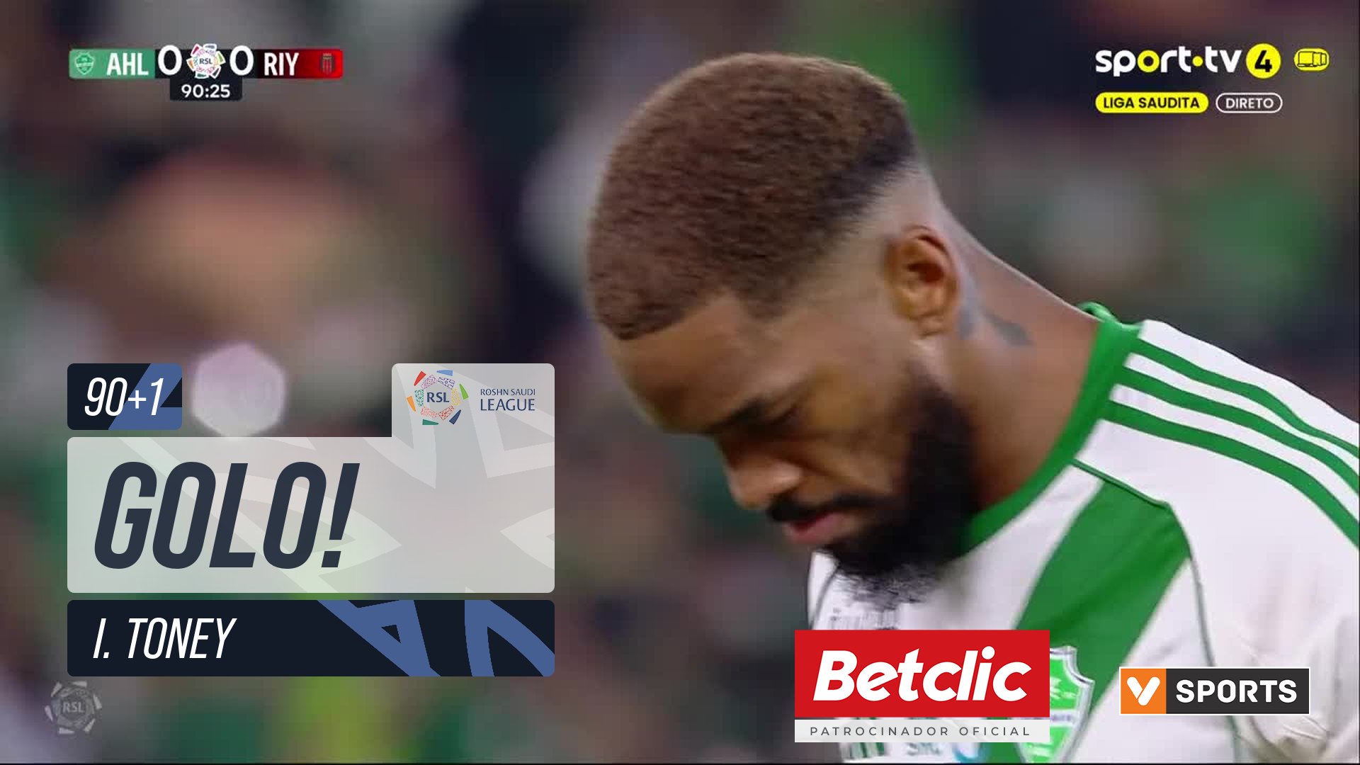GOLO! Al Ahli, I. Toney aos 90'+1', Al Ahli 1-0 Al Riyadh