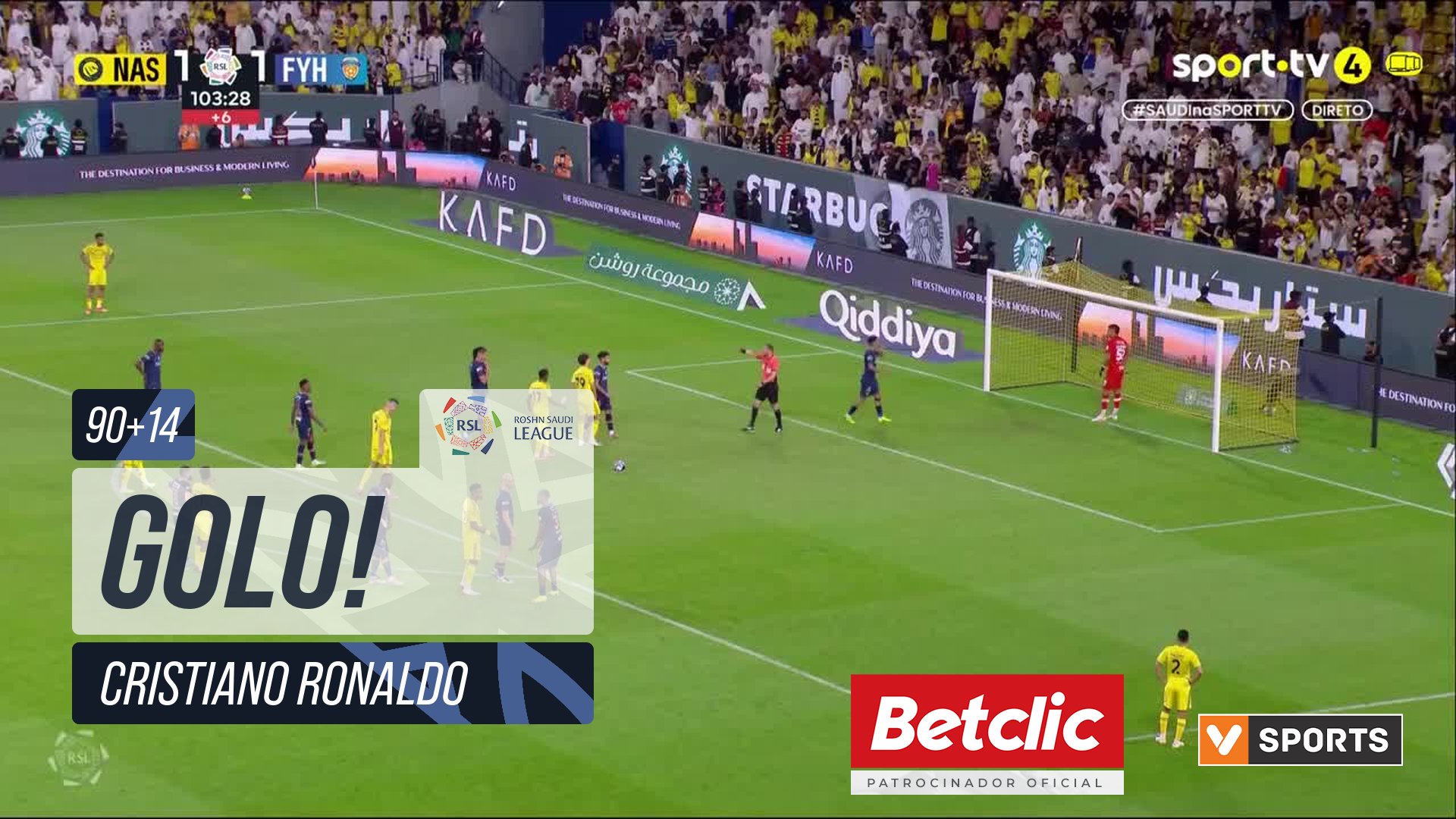 GOLO! Al Nassr, Cristiano Ronaldo aos 90'+14', Al Nassr 2-1 Al Fayha