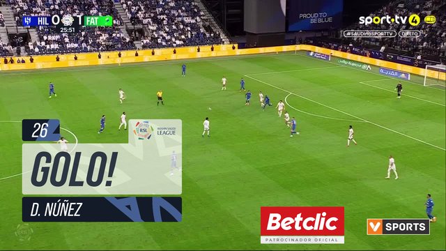 GOLO! Al Hilal, D. Núñez aos 26', Al Hilal 1-1 Al Fateh
