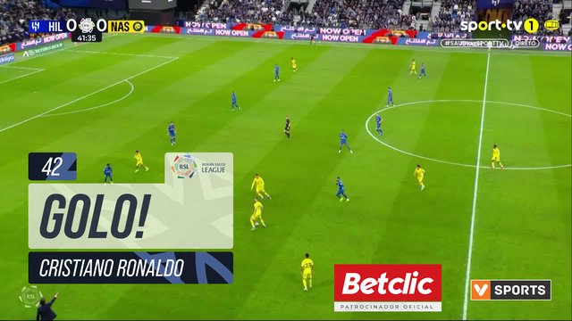 GOLO! Al Nassr, Cristiano Ronaldo aos 42', Al Hilal 0-1 Al Nassr