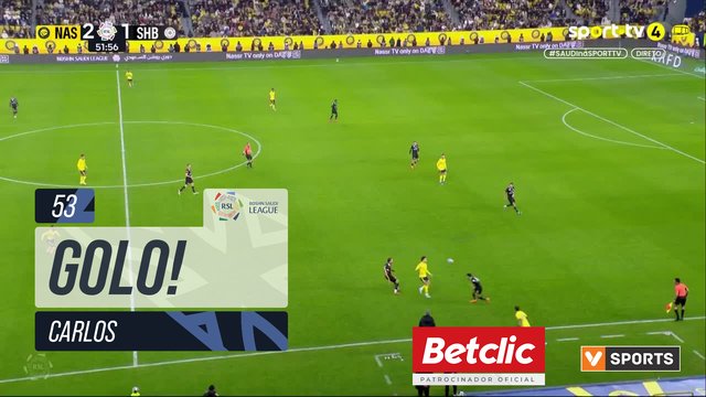 GOLO! Al Shabab, Carlos aos 53', Al Nassr 2-2 Al Shabab