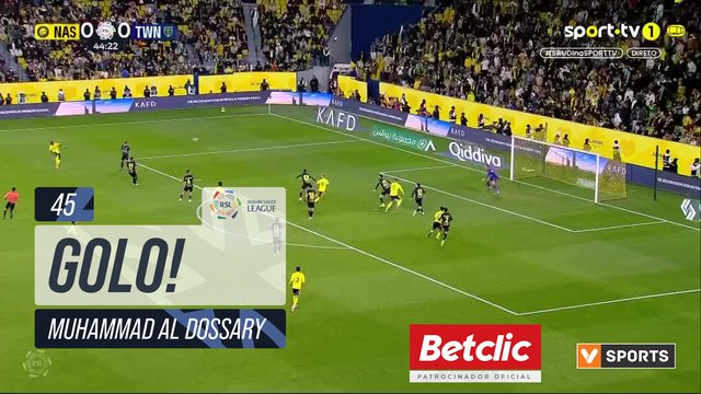 GOLO! Al Nassr, Muhammad Al Dossary (p.b.) aos 45', Al Nassr 1-0 Al Taawoun