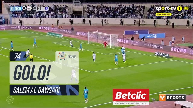 GOLO! Al Hilal, Salem Al Dawsari aos 74', Al Okhdood 0-5 Al Hilal