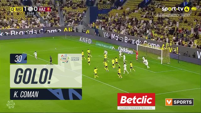GOLO! Al Nassr, K. Coman aos 30', Al Nassr 2-0 Al Hazem