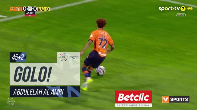 GOLO! Al Fayha, Abdulelah Al Amri (p.b.) aos 45'+2', Al Fayha 1-0 Al Nassr