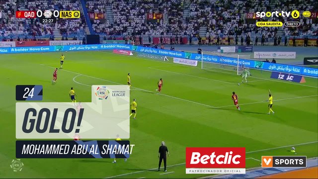 GOLO! Al Qadsiah, Mohammed Abu Al Shamat aos 24', Al Qadsiah 1-0 Al Nassr