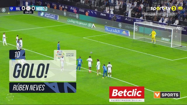 GOLO! Al Hilal, Rúben Neves aos 10', Al Hilal 1-0 Neom