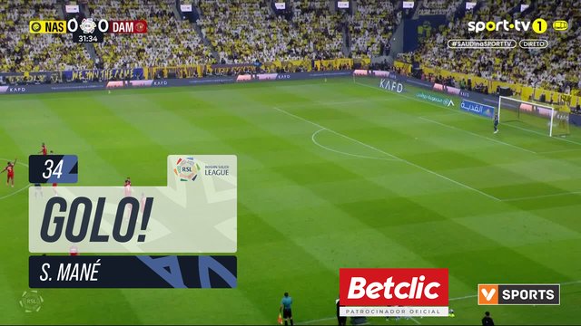 GOLO! Al Nassr, S. Mané aos 34', Al Nassr 1-0 Damac