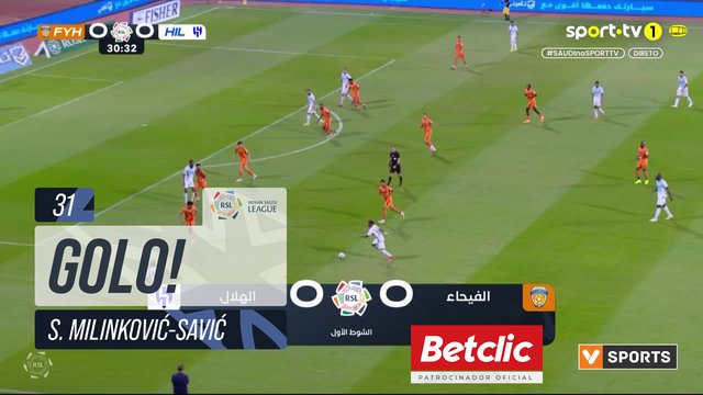 GOLO! Al Hilal, S. Milinković-Savić aos 31', Al Fayha 0-1 Al Hilal