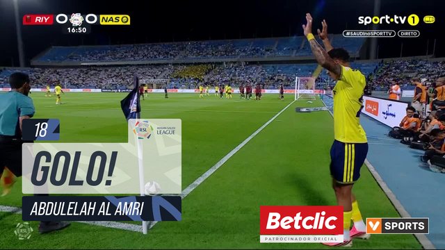 GOLO! Al Nassr, Abdulelah Al Amri aos 18', Al Riyadh 0-1 Al Nassr