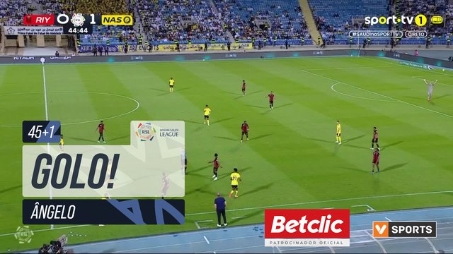 GOLO! Al Nassr, Ângelo aos 45'+1', Al Riyadh 0-2 Al Nassr