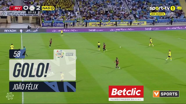 GOLO! Al Nassr, João Félix aos 58', Al Riyadh 0-3 Al Nassr