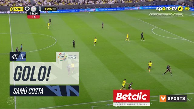 GOLO! Al Nassr, Samú Costa aos 45'+5', Al Nassr 1-1 Al Taawoun