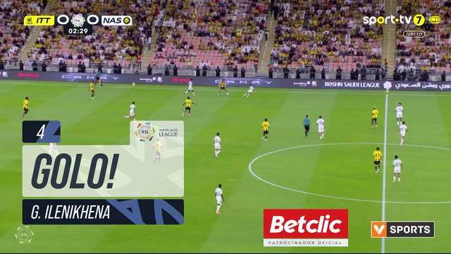 GOLO! Al Ittihad, g. Ilenikhena aos 4', Al Ittihad 1-0 Al Nassr