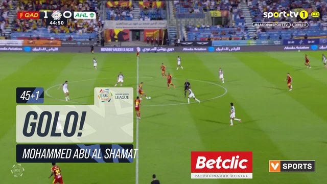 GOLO! Al Qadsiah, Mohammed Abu Al Shamat aos 45'+1', Al Qadsiah 2-0 Al Ahli