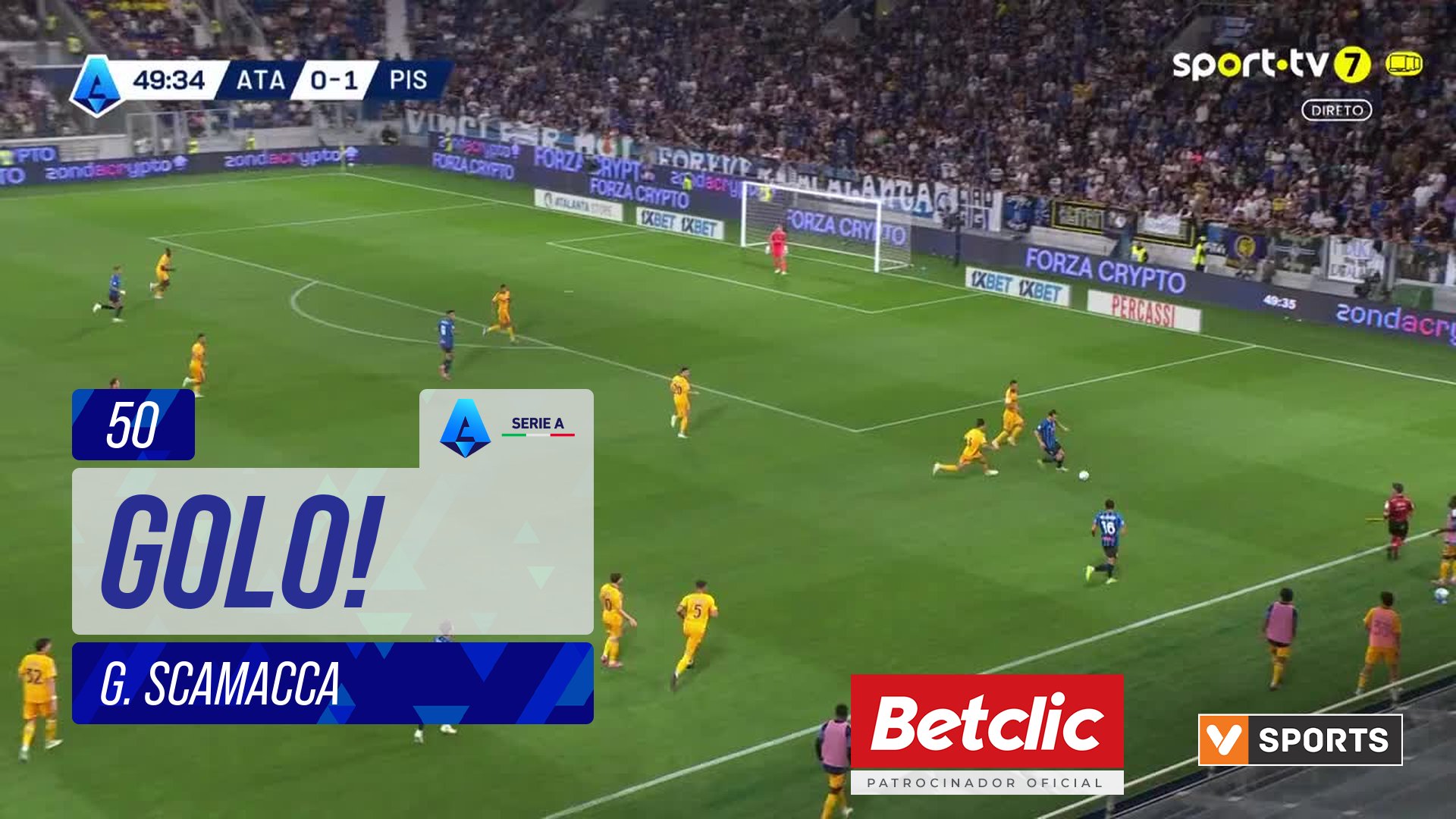 GOLO! Atalanta, G. Scamacca aos 50', Atalanta 1-1 Pisa