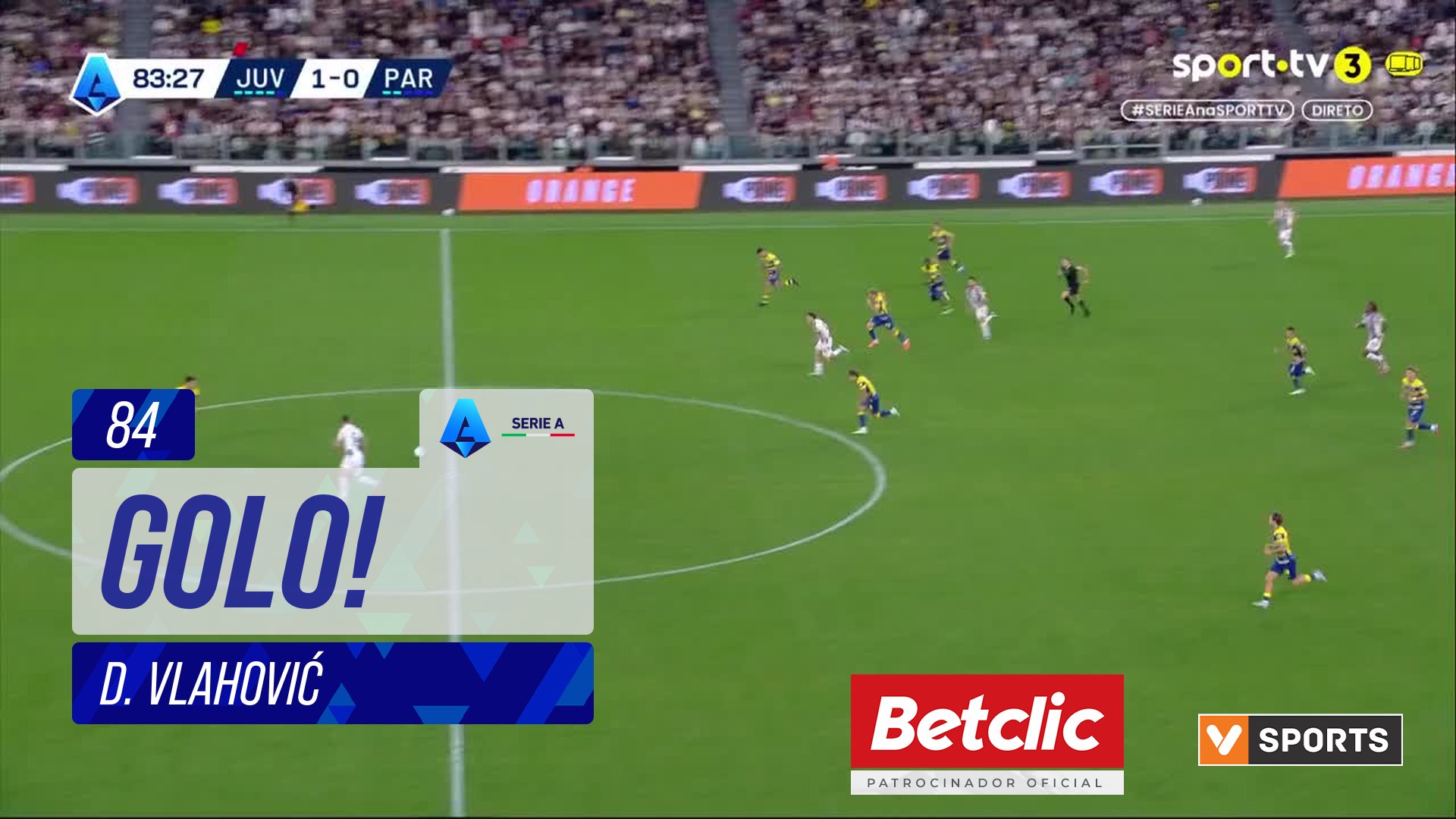 GOLO! Juventus, D. Vlahović aos 84', Juventus 2-0 Parma