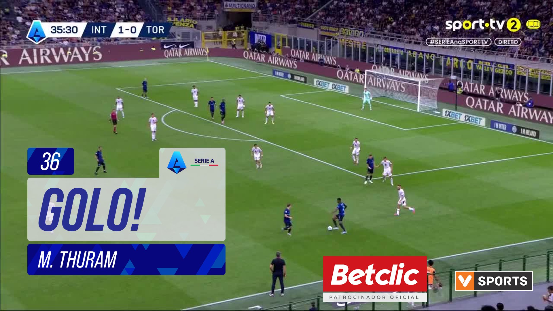 GOLO! Internazionale, M. Thuram aos 36', Internazionale 2-0 Torino