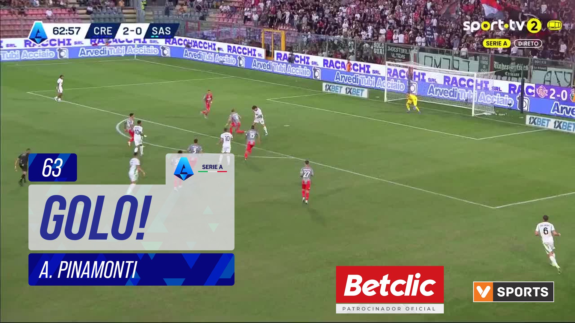 GOLO! Sassuolo, A. Pinamonti aos 63', Cremonese 2-1 Sassuolo