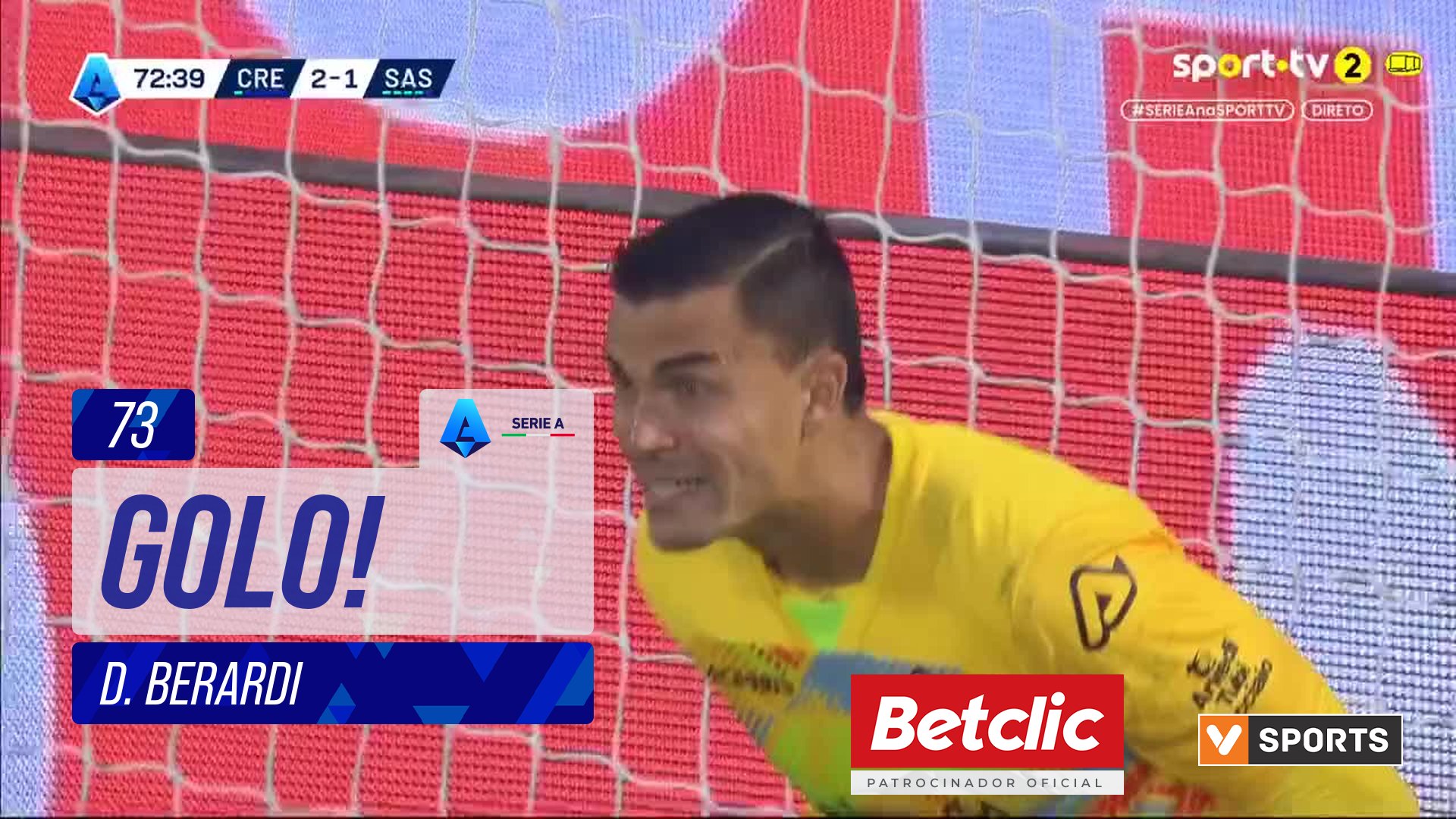 GOLO! Sassuolo, D. Berardi aos 73', Cremonese 2-2 Sassuolo