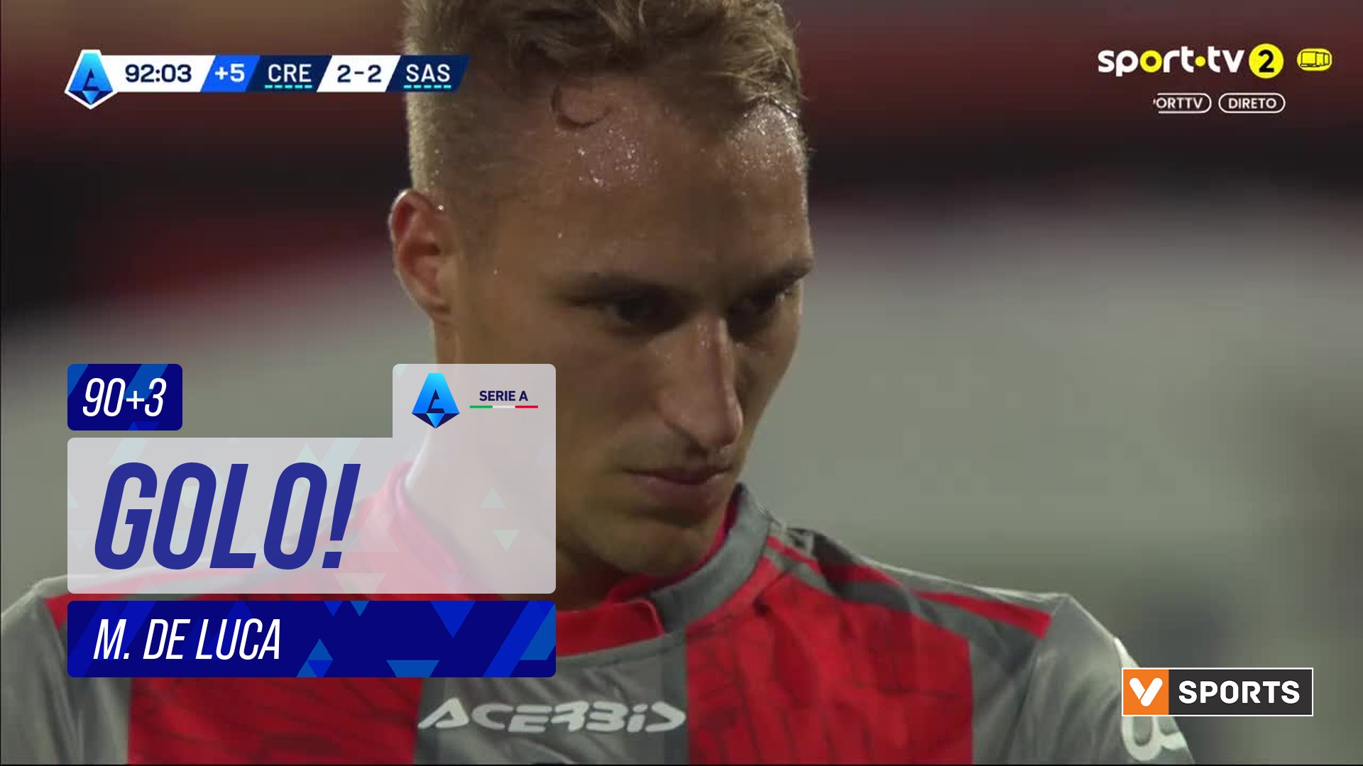 GOLO! Cremonese, M. De Luca aos 90'+3', Cremonese 3-2 Sassuolo
