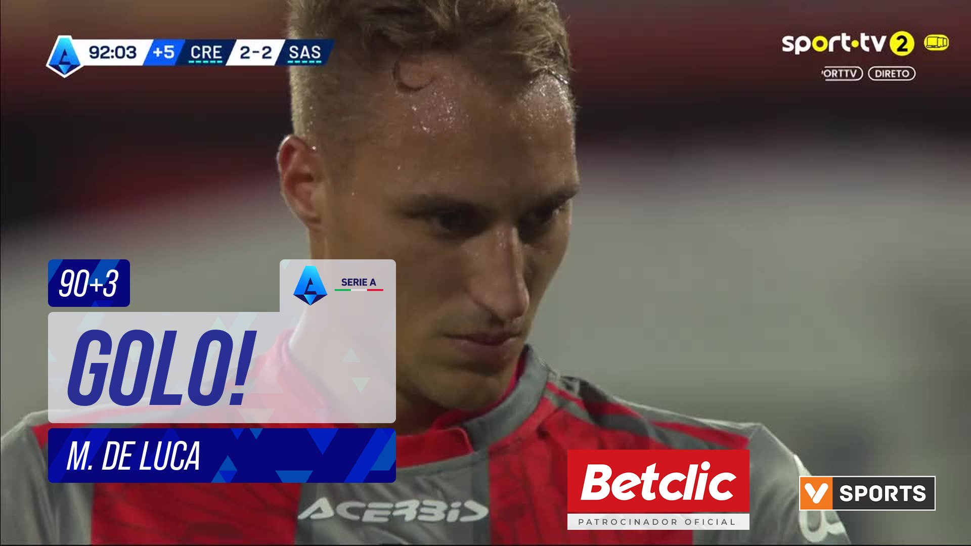 GOLO! Cremonese, M. De Luca aos 90'+3', Cremonese 3-2 Sassuolo