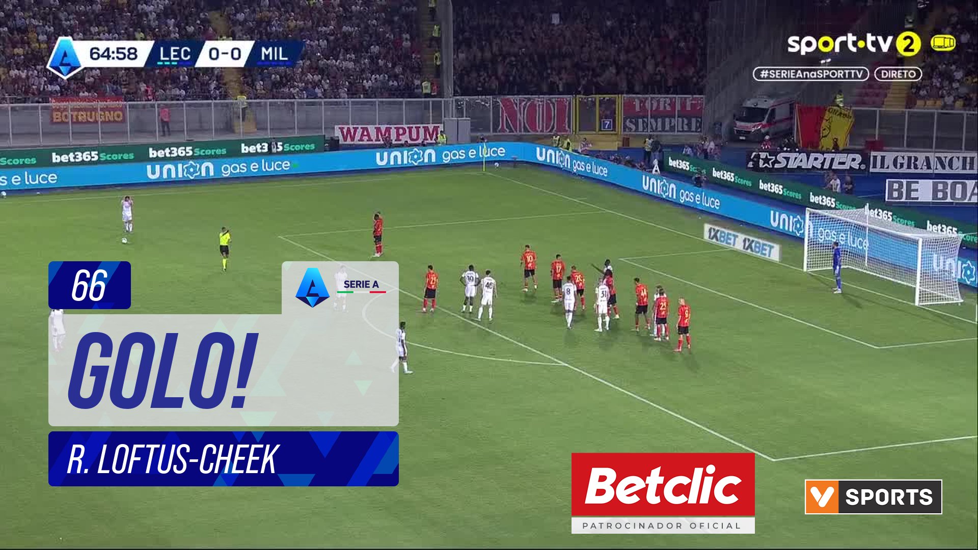 GOLO! Milan, R. Loftus-Cheek aos 66', Lecce 0-1 Milan