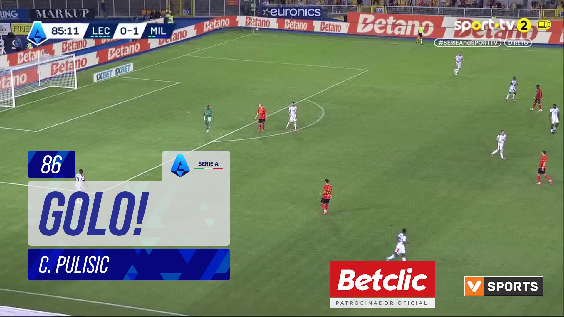 GOLO! Milan, C. Pulisic aos 86', Lecce 0-2 Milan