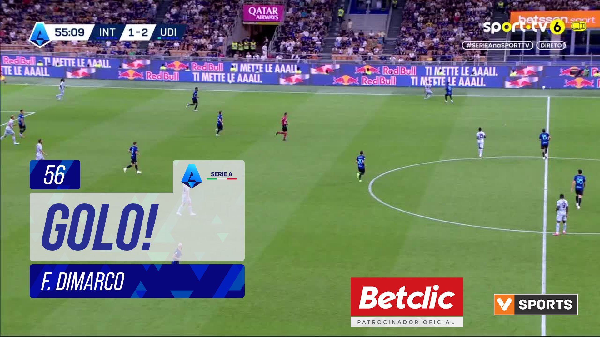 GOLO! Internazionale, F. Dimarco aos 56', Internazionale 2-2 Udinese