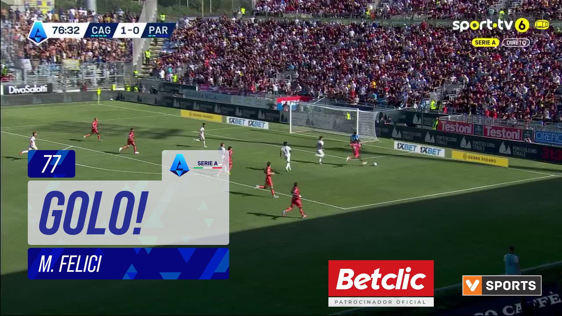 GOLO! Cagliari, M. Felici aos 77', Cagliari 2-0 Parma