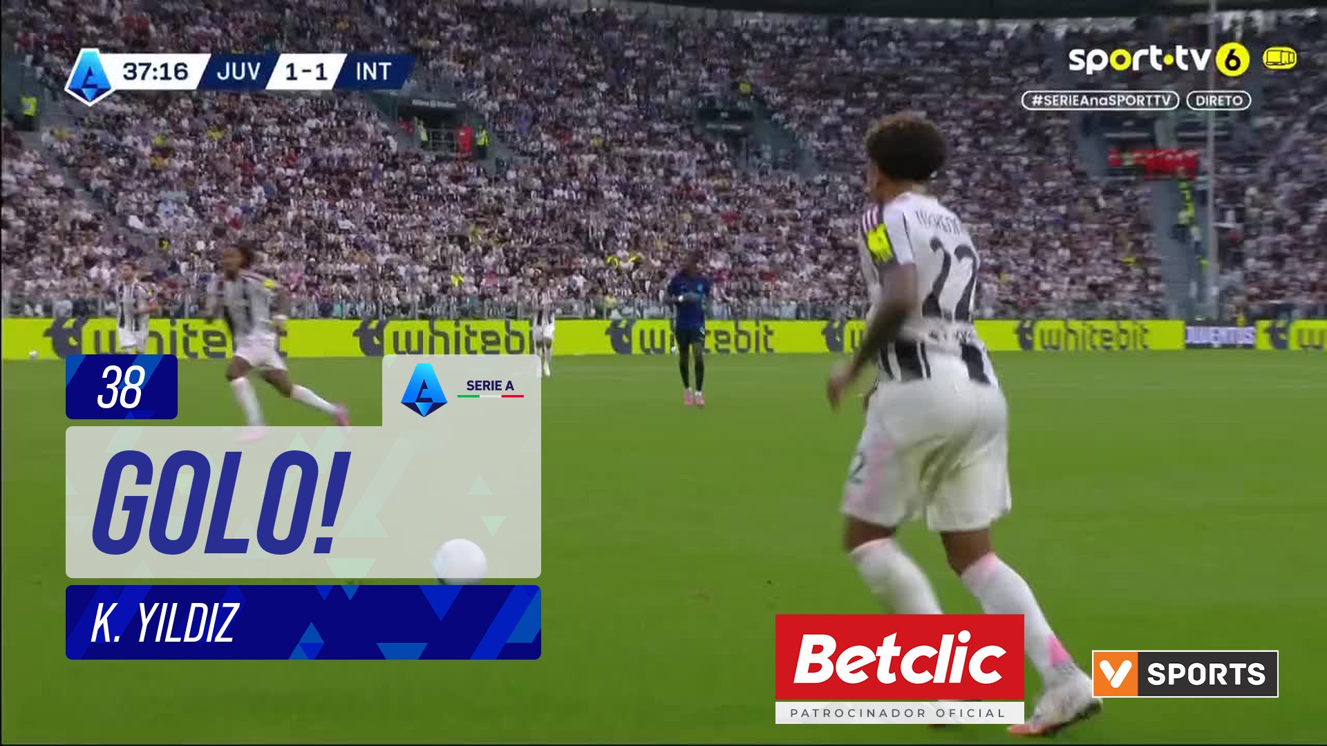 GOLO! Juventus, K. Yıldız aos 38', Juventus 2-1 Internazionale