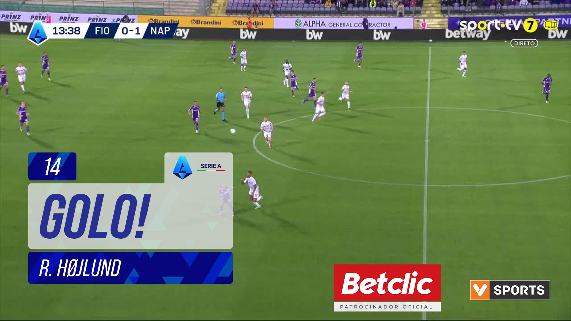GOLO! Napoli, R. Højlund aos 14', Fiorentina 0-2 Napoli