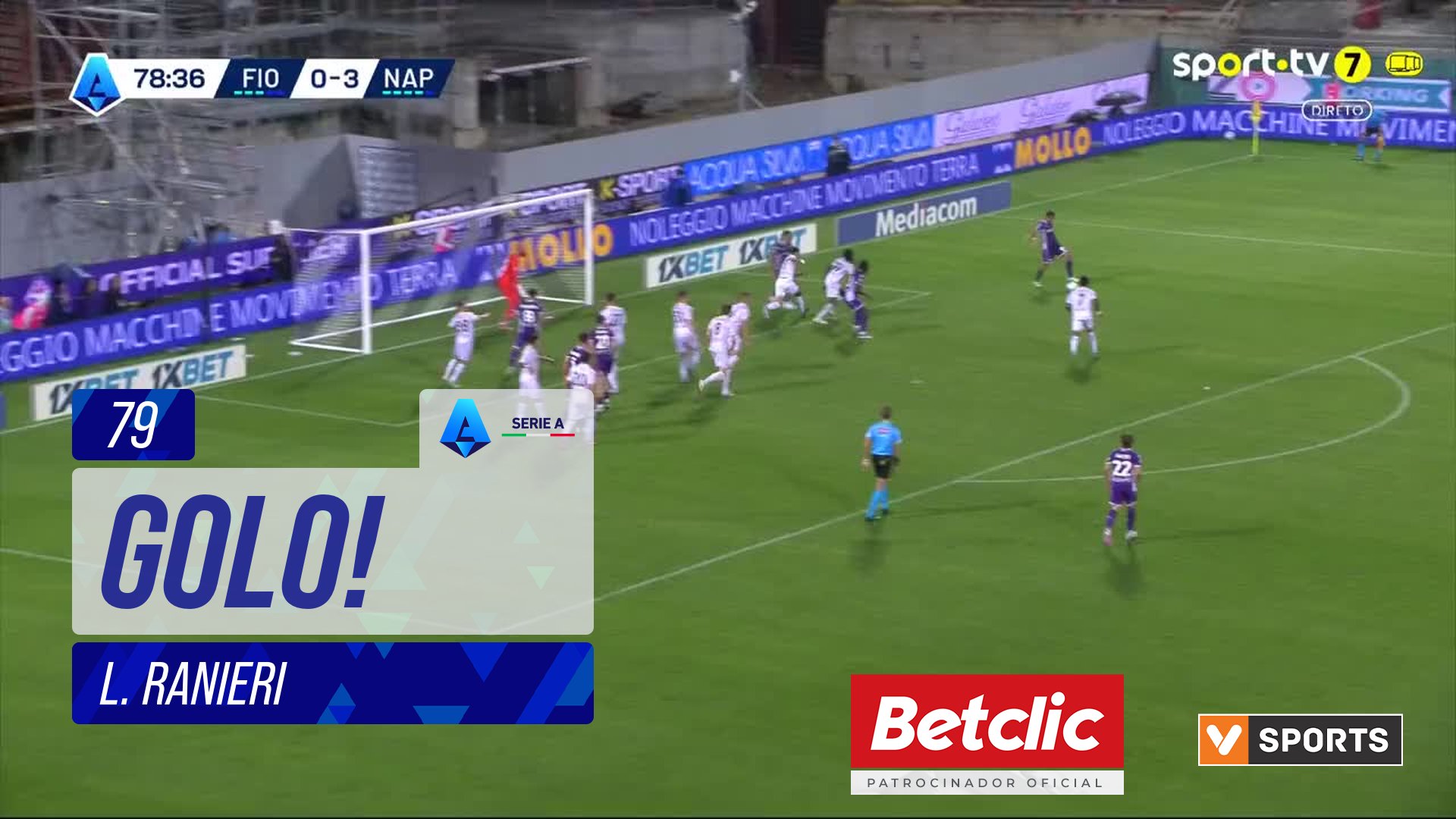 GOLO! Fiorentina, L. Ranieri aos 79', Fiorentina 1-3 Napoli