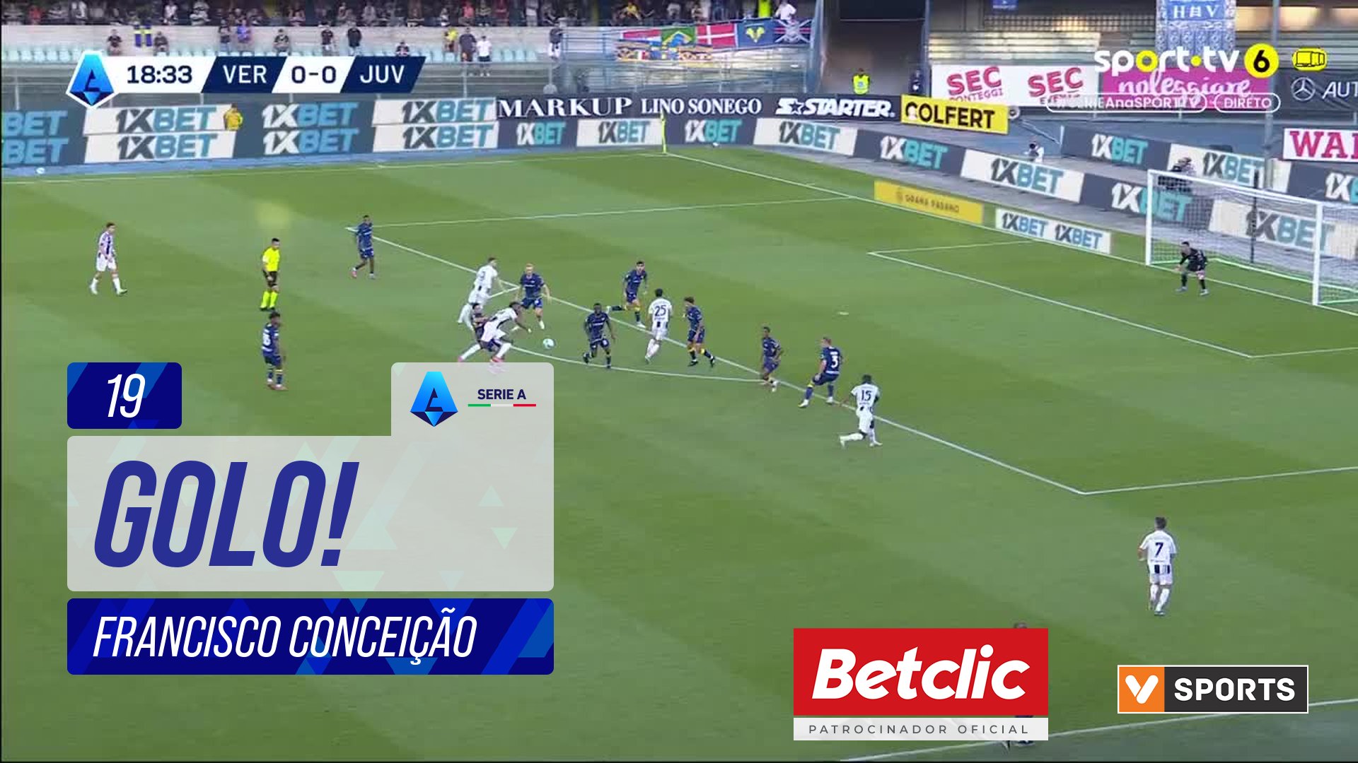 GOLO! Juventus, Francisco Conceição aos 19', Verona 0-1 Juventus