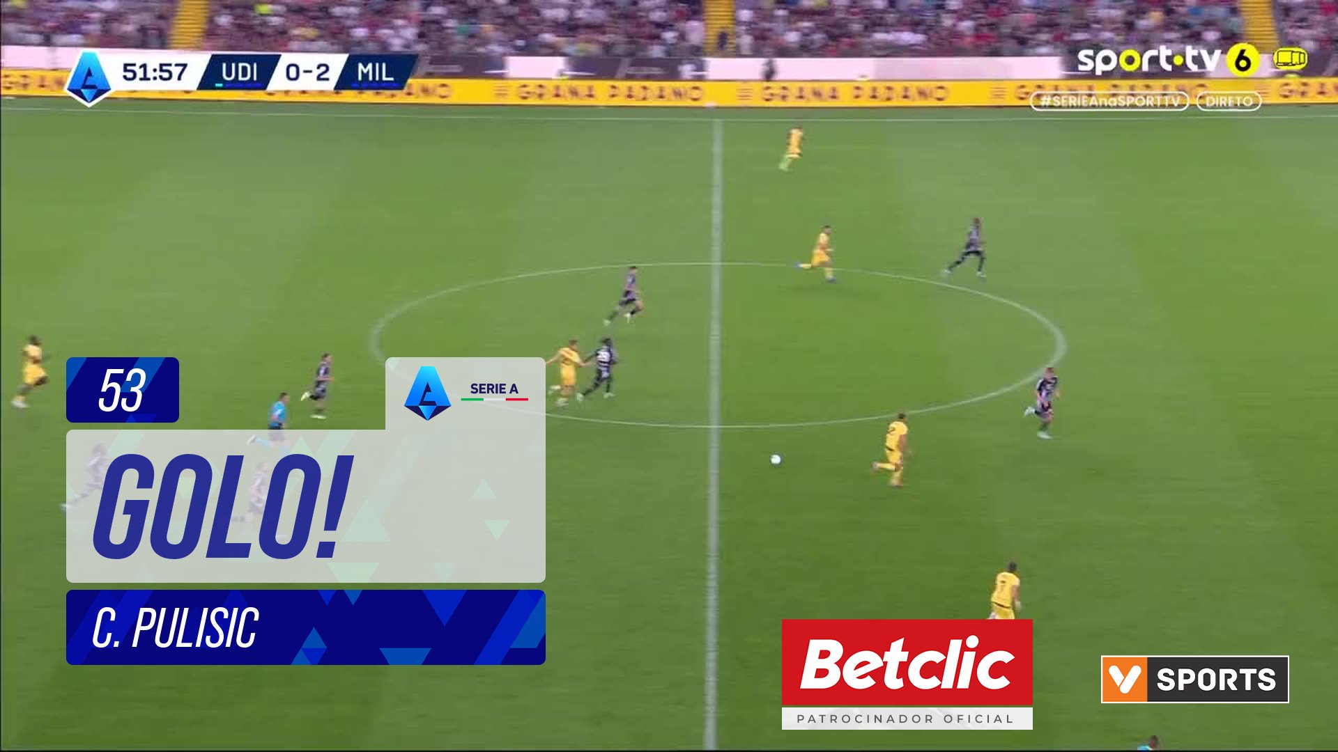 GOLO! Milan, C. Pulisic aos 53', Udinese 0-3 Milan